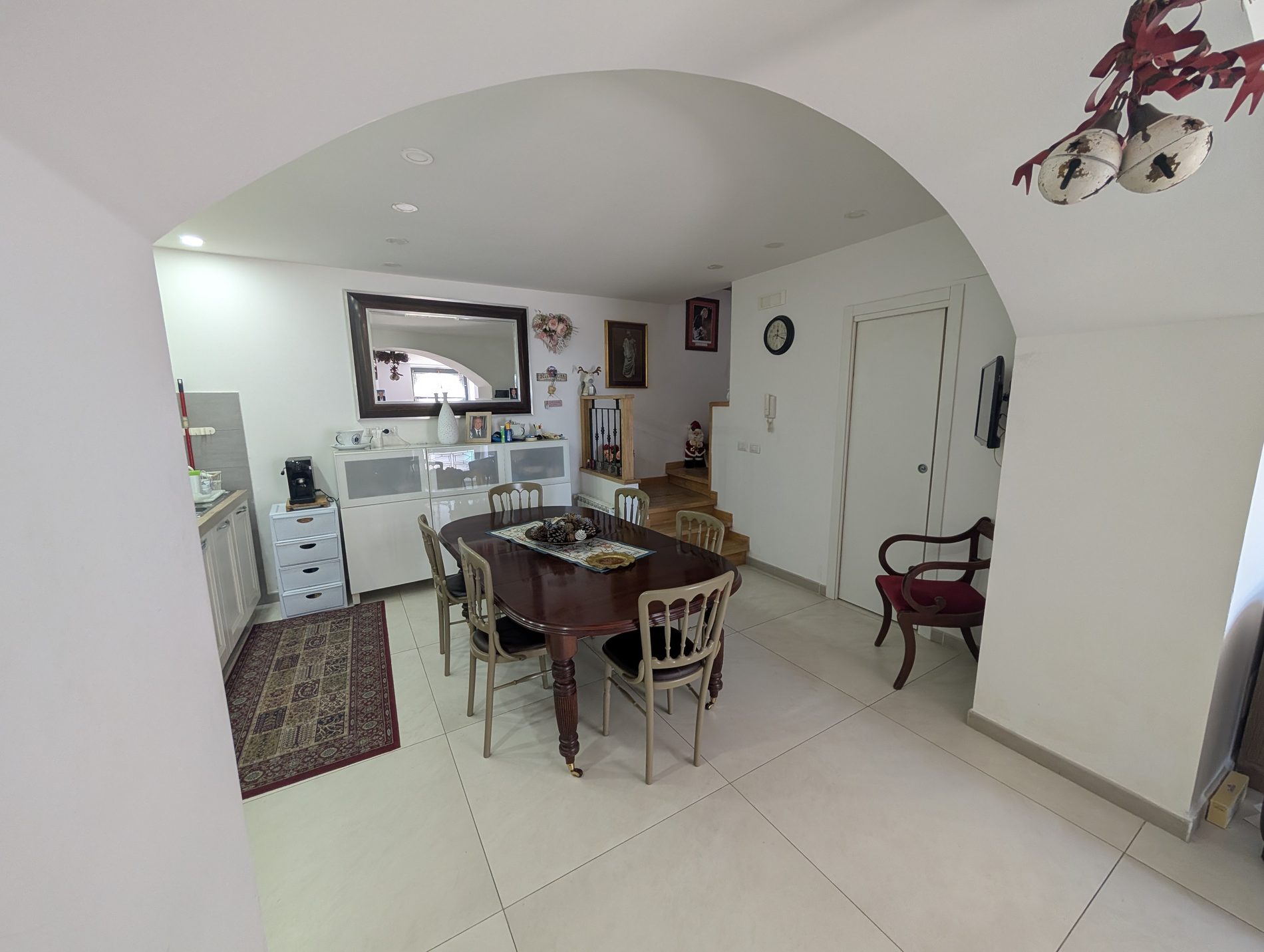 Open kitchen and dining area