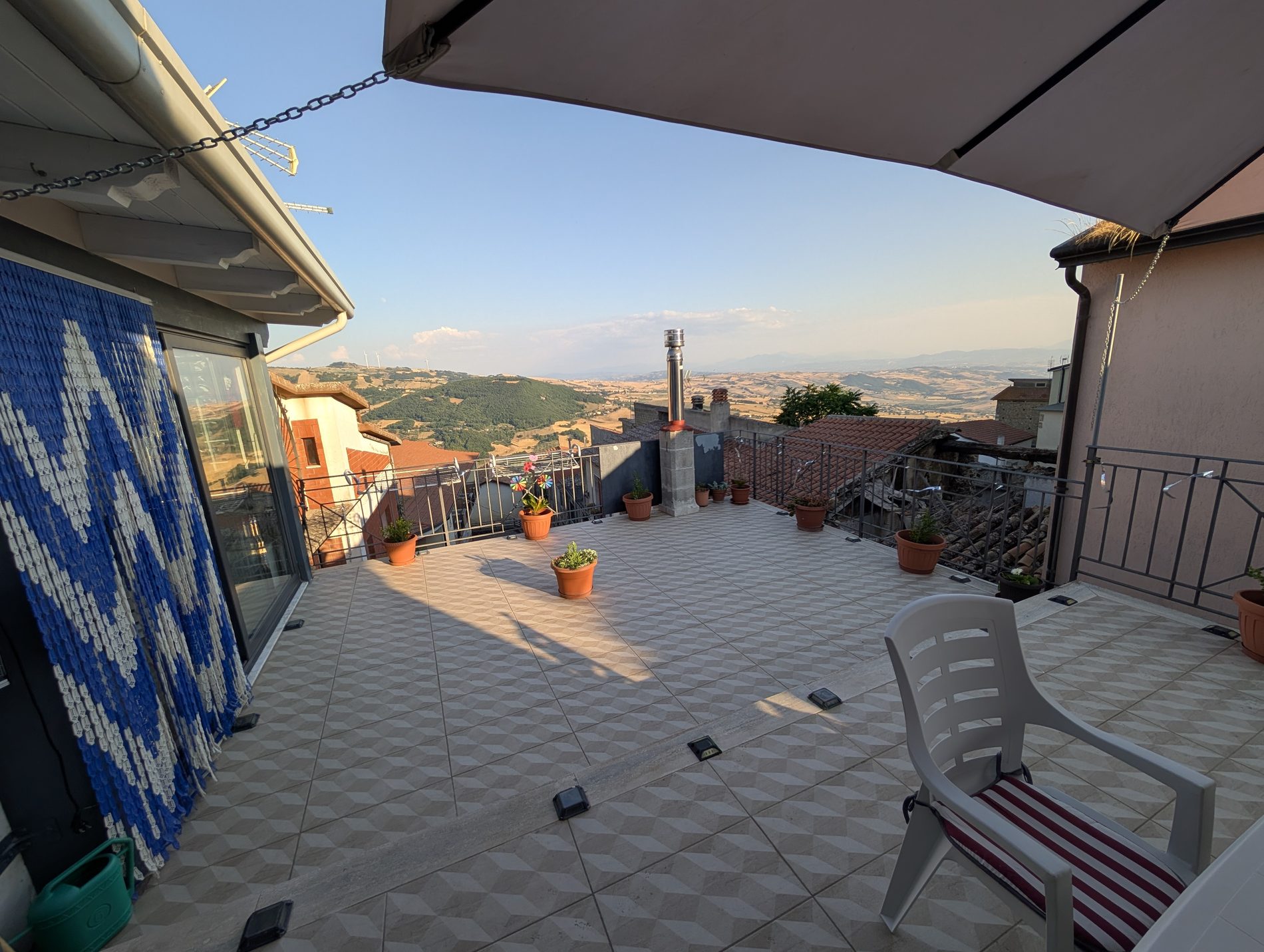 Roof terrace looking across the valley